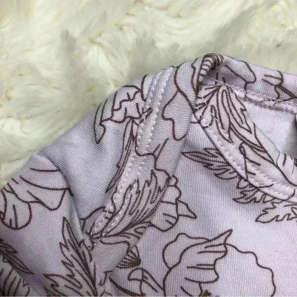 Colored Organics Gown Long Sleeved Adjustable Tie Bottom purple Floral 0-3M - Picture 6 of 16